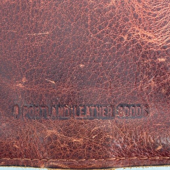 Portland Leather Goods Brown Bi-Fold Leather Wallet Rustic Thick Heavy Quality - Picture 2 of 11